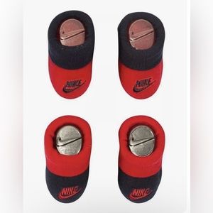 Nike Booties Crib Shoes Socks Baby Boy Newborn 0/6 Mo Red Navy